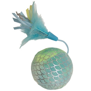 Cat 'N' Caboodle Happy Pet Mermaid Bal Groot Met Veren Blauw 30X8X8CM