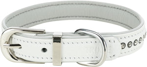 Trixie Halsband Hond Active Comfort Met Strass Steentjes Leer Wit 17-21X1,2 CM