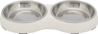 Trixie Voerbak Kat Dubbel Melamine / Rvs Wit 2X200 Ml 27X14X3 Cm