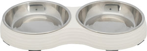 Trixie Voerbak Kat Dubbel Melamine / Rvs Wit 2X200 Ml 27X14X3 Cm