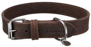 Trixie Halsband Hond Rustic Vetleer Donkerbruin 48-56X3 CM