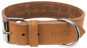 Trixie Halsband Hond Rustic Vetleer Heartbeat Bruin 38-47X4 CM
