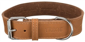 Trixie Halsband Hond Rustic Vetleer Heartbeat Bruin 47-55X4 Cm