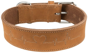 Trixie Halsband Hond Rustic Vetleer Heartbeat Bruin 47-55X4 Cm