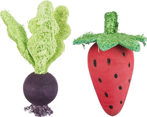 Trixie Speelbal Set Biet / Aardbei Hout / Loofah 6/9 Cm