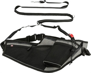 Trixie Joggingriem Met Lijn Grijs / Zwart 115-150X2 Cm / 70-130X23 Cm