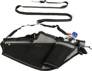 Trixie Joggingriem Met Lijn Grijs / Zwart 115-150X2 Cm / 70-130X23 Cm
