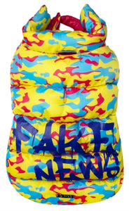 Croci Hondenjas Fake News Geel / Blauw / Fuchsia 40 CM