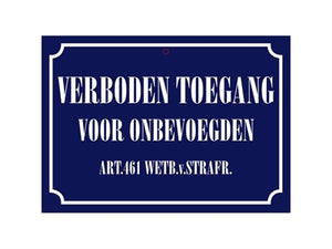 Plenty Gifts Waakbord Blik Verboden Toegang 21X15 CM
