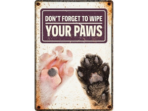Plenty Gifts Waakbord Blik Wipe Your Paws 21X15 CM