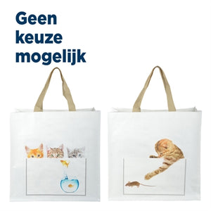 Merkloos Shoppingbag Kiekeboe Kat Assorti 40X14X40 CM