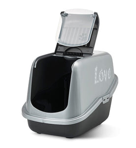 Savic Kattenbak Nestor Impression Love Zwart / Zilver 56X39X38,5 CM