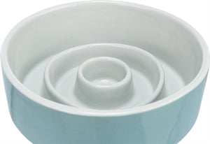 Trixie Voerbak Slowfeeding Keramiek Grijs / Blauw 14X14 Cm 450 Ml