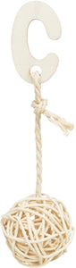 Trixie 3 Rotan Ballen Met Bel Aan Touw Naturel 24 Cm