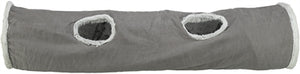 Trixie Katten Speeltunnel Harvey Velours / Pluche Grijs 116X27 Cm