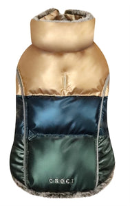 Croci Hondenjas Rhapsody Metallic Gevoerd Goud / Blauw / Groen 40 CM