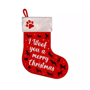 Plenty Gifts Kerstsok I Woof You A Merry Christmas Rood