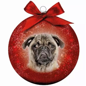 Plenty Gifts Kerstbal Frosted Mopshond Rood 10 CM