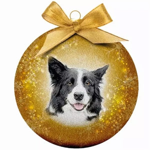 Plenty Gifts Kerstbal Frosted Border Collie Geel 10 CM