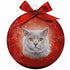 Plenty Gifts Kerstbal Frosted Grijze Kat Rood 10 CM