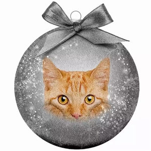 Plenty Gifts Kerstbal Frosted Rode Kat Grijs 10 CM