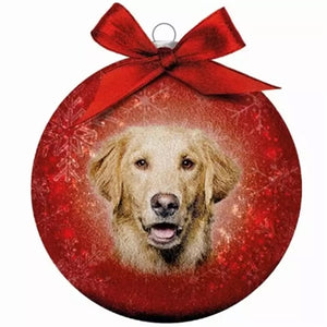 Plenty Gifts Kerstbal Frosted Golden Retriever Rood 10 CM