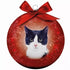 Plenty Gifts Kerstbal Frosted Zwart / Witte Kat Rood 10 CM