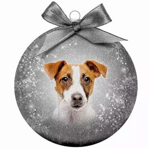 Plenty Gifts Kerstbal Frosted Jack Russel Zilver 10 CM
