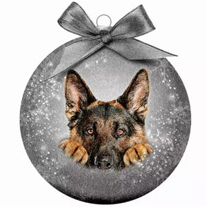 Plenty Gifts Kerstbal Frosted Duitse Herder Zilver 10 CM