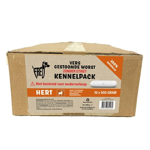 Freds Gestoomd Vers Vlees Worst Kennelpack Hert Graan En Glutenvrij 10X900 GR