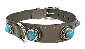 Sazzz Halsband Hond Adventure Stone Classic Leer Taupe 32-39X2,5 CM