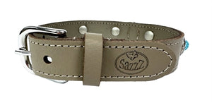 Sazzz Halsband Hond Adventure Stone Classic Leer Taupe 42-50X2,5 CM
