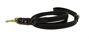 Sazzz Hondenriem Passion Braided Classic Leer Donker Bruin 135X1,5 CM
