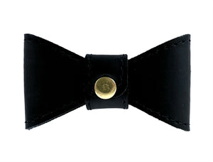 Sazzz Vlinderstrik Glamper Classic Leer Zwart M VOOR HALSBAND 2 CM