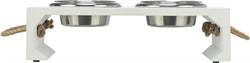 Trixie Be Nordic Set Voerbak / Waterbak Hout / Rvs Wit 2X400 Ml 38X18X10 Cm