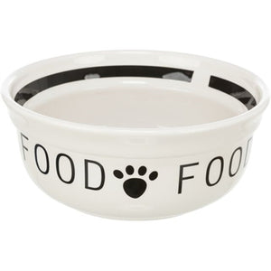 Trixie Voerbak Hond Food Keramiek Wit / Zwart 2,6 Ltr 25 Cm