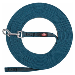 Trixie Hondenriem Sleeplijn Met Rubber Anti Slip Petrol Blauw S/M 5 Mtr X 1,5 Cm