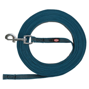 Trixie Hondenriem Sleeplijn Met Rubber Anti Slip Petrol Blauw L/Xl 15 Mtr X 1,7 Cm
