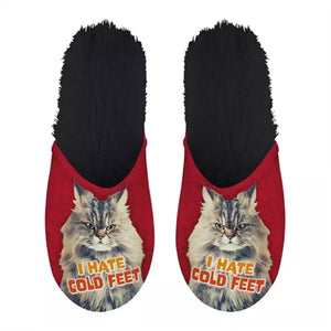 Merkloos Pantoffel I Hate Cold Feet Rood / Zwart MAAT 39-42