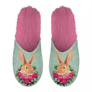 Merkloos Pantoffel Konijn Groen / Roze MAAT 39-42