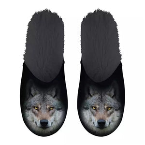 Merkloos Pantoffel Wolf Zwart MAAT 35-39