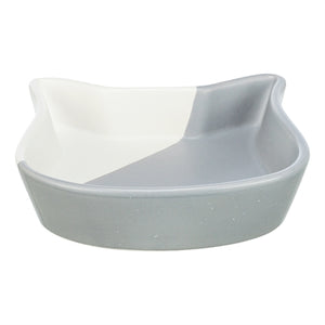 Trixie Voerbak Kat Kattenkop Keramiek Grijs / Wit 13 Cm 200 Ml