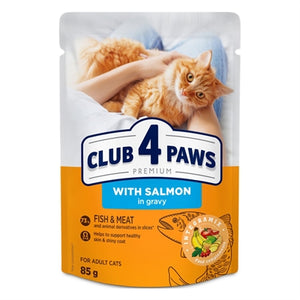 CLUB 4 PAWS PREMIUM ADULT POUCH ZALM IN SAUS