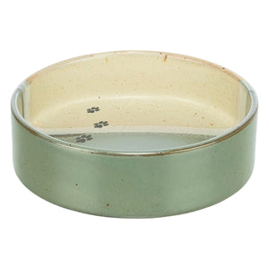 TRIXIE VOERBAK / DRINKBAK MET POOTPRINT KERAMIEK GROEN / BEIGE