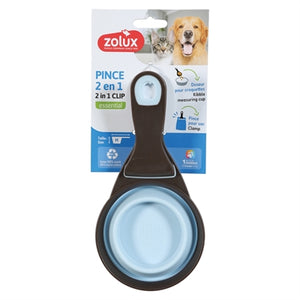 Zolux Voerschep 2 In 1 Schep / Afsluitklem Silicone Blauw 19,5X10X4 Cm
