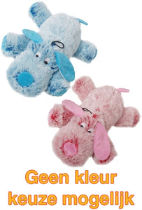Merkloos Harige Hond Roze / Blauw Assorti 35 CM