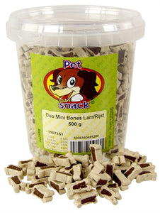 PETSNACK BOTJES MINI DUO LAM / RIJST