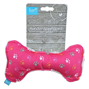 Lief! hondenspeelgoed canvas bot met piep girls roze 22 cm - PetSuperXL